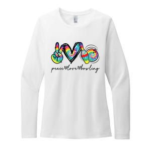 Peace Love Bowling Tie Dye Cute Bowling Lovers Womens CVC Long Sleeve Shirt