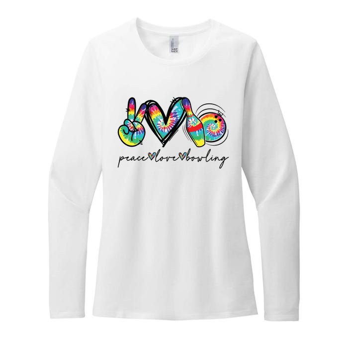 Peace Love Bowling Tie Dye Cute Bowling Lovers Womens CVC Long Sleeve Shirt