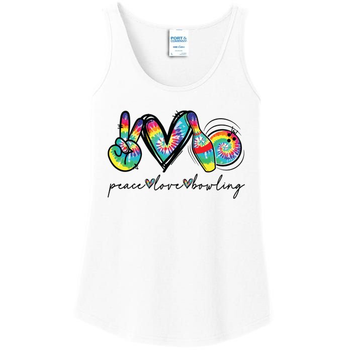 Peace Love Bowling Tie Dye Cute Bowling Lovers Ladies Essential Tank