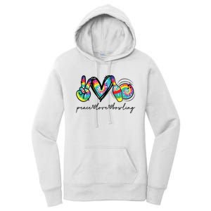 Peace Love Bowling Tie Dye Cute Bowling Lovers Women's Pullover Hoodie