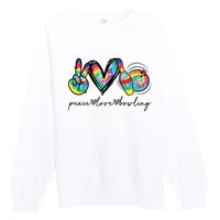 Peace Love Bowling Tie Dye Cute Bowling Lovers Premium Crewneck Sweatshirt