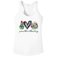 Peace Love Bowling Tie Dye Cute Bowling Lovers Ladies PosiCharge Competitor Racerback Tank