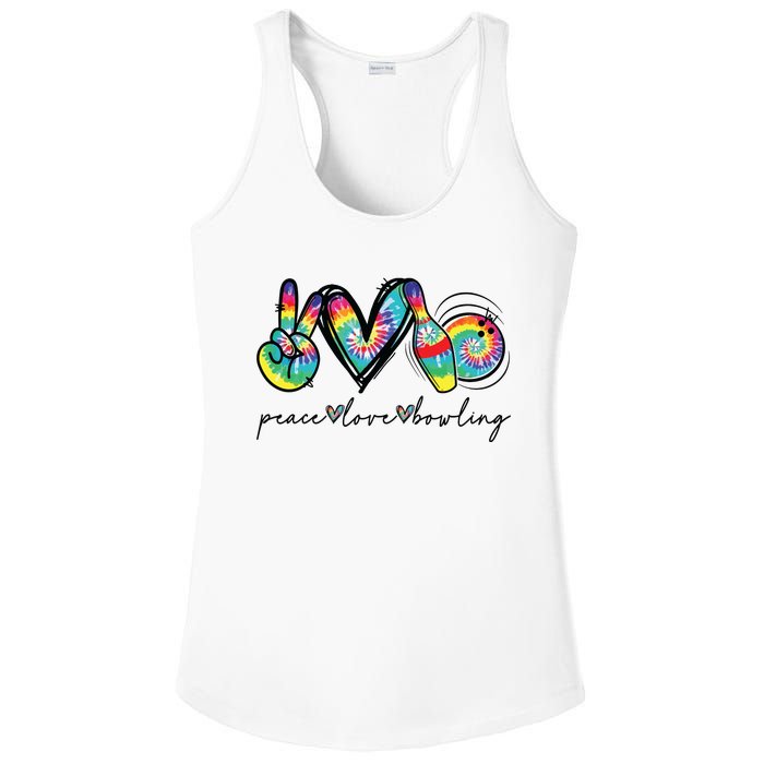 Peace Love Bowling Tie Dye Cute Bowling Lovers Ladies PosiCharge Competitor Racerback Tank