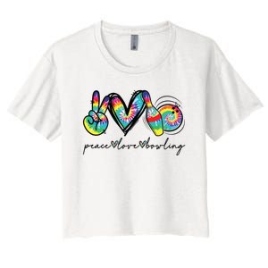 Peace Love Bowling Tie Dye Cute Bowling Lovers Women's Crop Top Tee