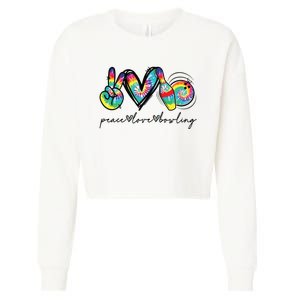 Peace Love Bowling Tie Dye Cute Bowling Lovers Cropped Pullover Crew