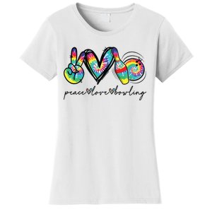 Peace Love Bowling Tie Dye Cute Bowling Lovers Women's T-Shirt