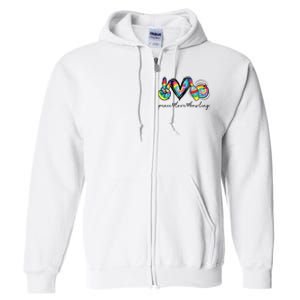 Peace Love Bowling Tie Dye Cute Bowling Lovers Full Zip Hoodie