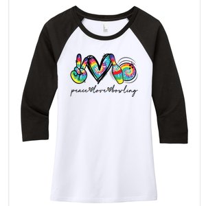 Peace Love Bowling Tie Dye Cute Bowling Lovers Women's Tri-Blend 3/4-Sleeve Raglan Shirt