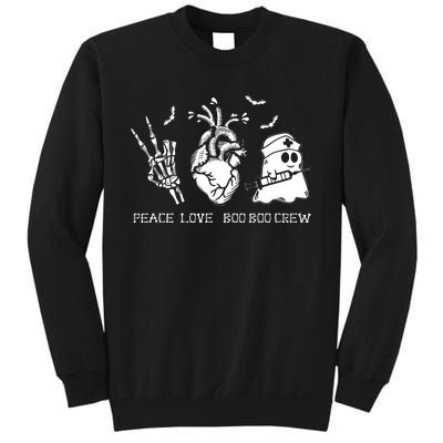 Peace Love Boo Boo Crew Lazy Halloween Costume Nurse Ghost Tall Sweatshirt