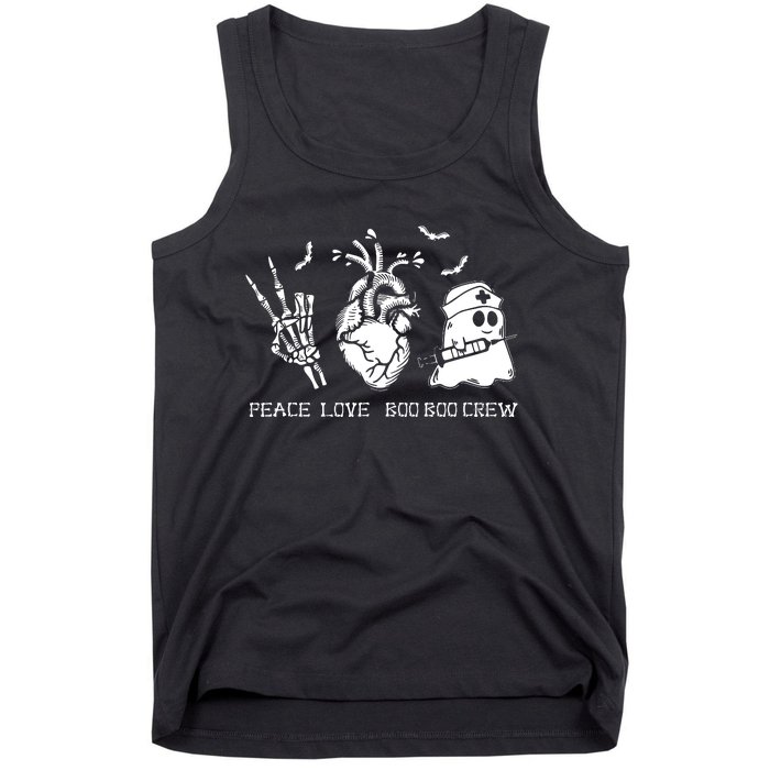 Peace Love Boo Boo Crew Lazy Halloween Costume Nurse Ghost Tank Top