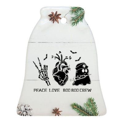 Peace Love Boo Boo Crew Lazy Halloween Costume Nurse Ghost Ceramic Bell Ornament