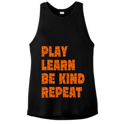 Play Learn Be Kind Repeat Autism Awareness Unity Day Orange Gift Ladies PosiCharge Tri-Blend Wicking Tank