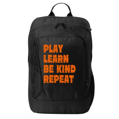 Play Learn Be Kind Repeat Autism Awareness Unity Day Orange Gift City Backpack
