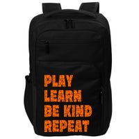 Play Learn Be Kind Repeat Autism Awareness Unity Day Orange Gift Impact Tech Backpack