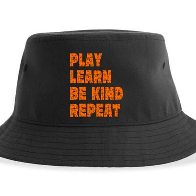 Play Learn Be Kind Repeat Autism Awareness Unity Day Orange Gift Sustainable Bucket Hat