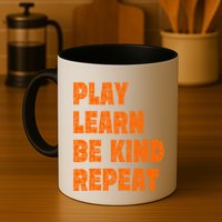 Play Learn Be Kind Repeat Autism Awareness Unity Day Orange Gift Mug
