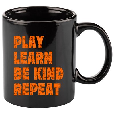 Play Learn Be Kind Repeat Autism Awareness Unity Day Orange Gift 11oz C Handle Ceramic Mug