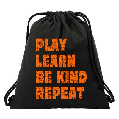 Play Learn Be Kind Repeat Autism Awareness Unity Day Orange Gift Drawstring Bag