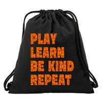 Play Learn Be Kind Repeat Autism Awareness Unity Day Orange Gift Drawstring Bag