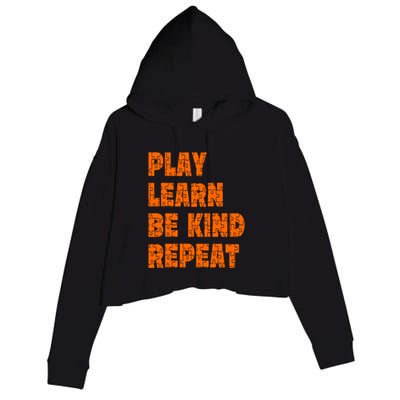 Play Learn Be Kind Repeat Autism Awareness Unity Day Orange Gift Crop Fleece Hoodie