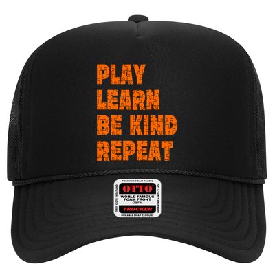 Play Learn Be Kind Repeat Autism Awareness Unity Day Orange Gift Trucker Hat