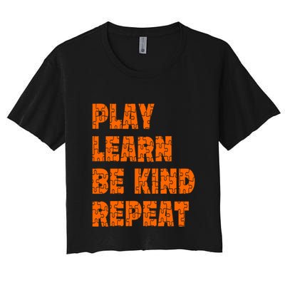 Play Learn Be Kind Repeat Autism Awareness Unity Day Orange Gift Crop Top
