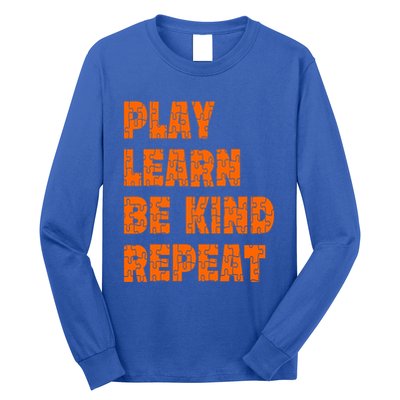 Play Learn Be Kind Repeat Autism Awareness Unity Day Orange Gift Long Sleeve Shirt