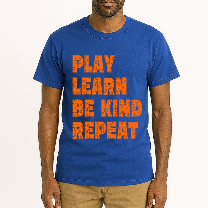 Play Learn Be Kind Repeat Autism Awareness Unity Day Orange Gift Tall T-Shirt