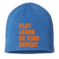 Play Learn Be Kind Repeat Autism Awareness Unity Day Orange Gift Sustainable Beanie