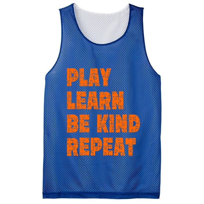 Play Learn Be Kind Repeat Autism Awareness Unity Day Orange Gift Mesh Reversible Basketball Jersey Tank