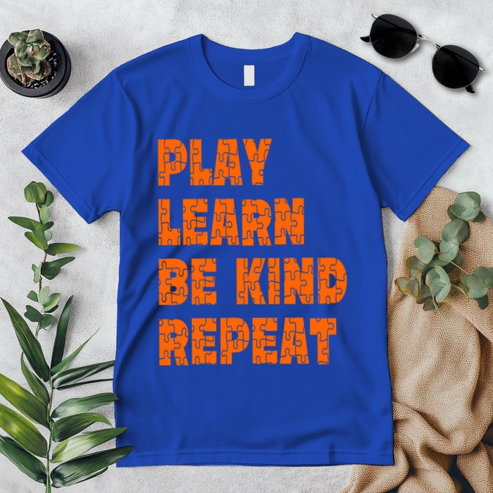 Play Learn Be Kind Repeat Autism Awareness Unity Day Orange Gift Premium T-Shirt