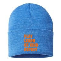 Play Learn Be Kind Repeat Autism Awareness Unity Day Orange Gift Sustainable Knit Beanie