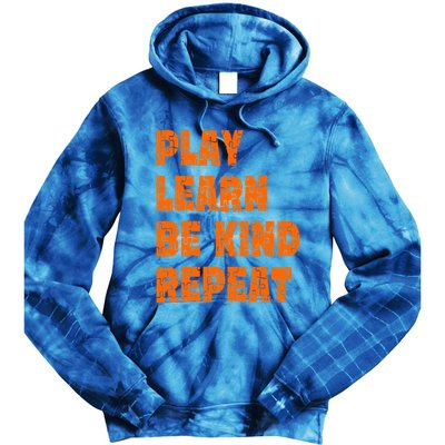 Play Learn Be Kind Repeat Autism Awareness Unity Day Orange Gift Tie Dye Hoodie