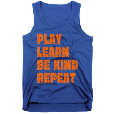 Play Learn Be Kind Repeat Autism Awareness Unity Day Orange Gift Tank Top