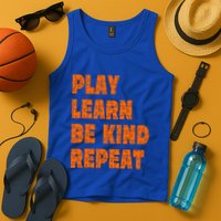 Play Learn Be Kind Repeat Autism Awareness Unity Day Orange Gift Tank Top