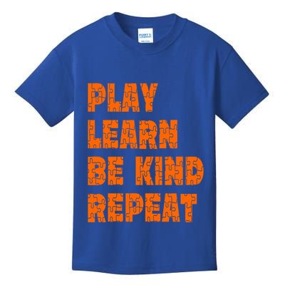 Play Learn Be Kind Repeat Autism Awareness Unity Day Orange Gift Kids T-Shirt