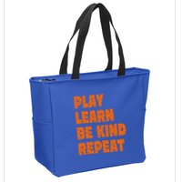 Play Learn Be Kind Repeat Autism Awareness Unity Day Orange Gift Zip Tote Bag