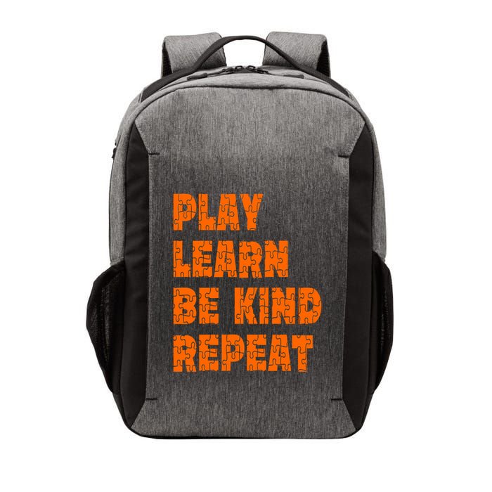 Play Learn Be Kind Repeat Autism Awareness Unity Day Orange Gift Vector Backpack