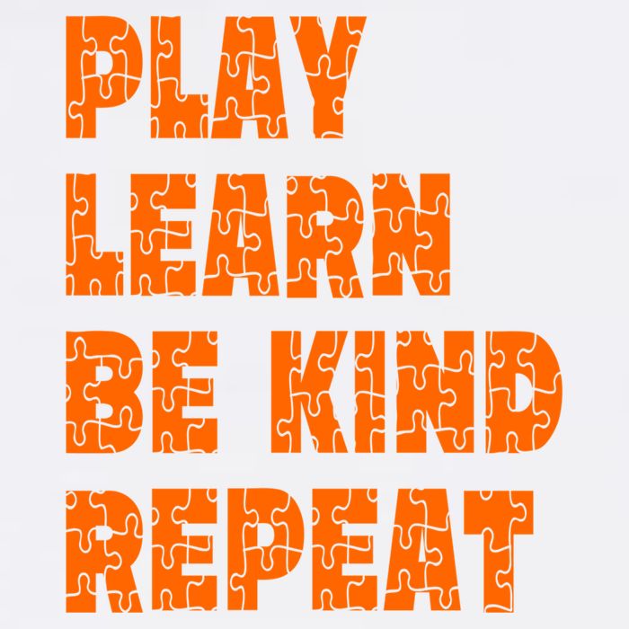 Play Learn Be Kind Repeat Autism Awareness Unity Day Orange Gift Garment-Dyed Sweatshirt