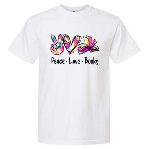 Peace Love Books Librarian Teacher Life Book Library Tie Dye Garment-Dyed Heavyweight T-Shirt