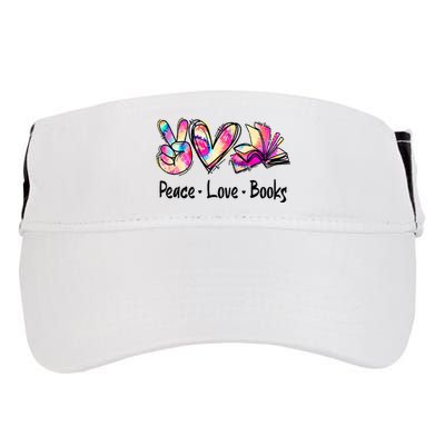 Peace Love Books Librarian Teacher Life Book Library Tie Dye Adult Drive Performance Visor