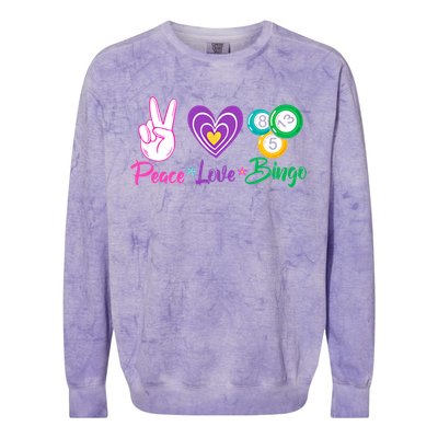 Peace Love Bingo Funny Lucky Bingo Gift Colorblast Crewneck Sweatshirt