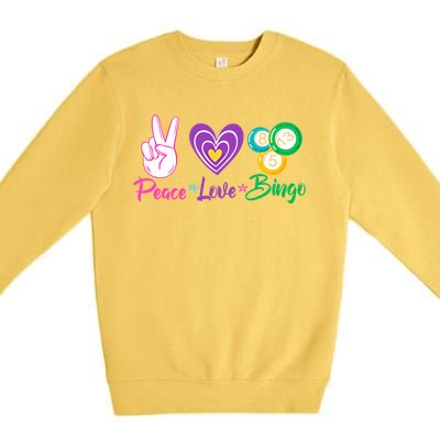 Peace Love Bingo Funny Lucky Bingo Gift Premium Crewneck Sweatshirt