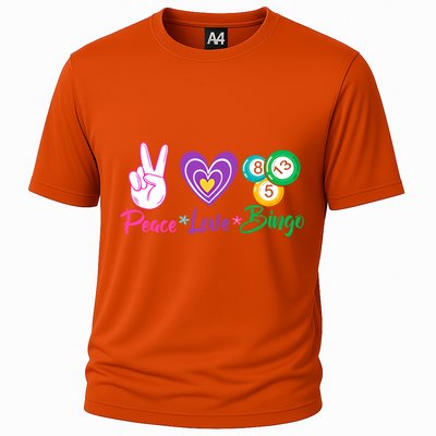 Peace Love Bingo Funny Lucky Bingo Gift Cooling Performance Crew T-Shirt