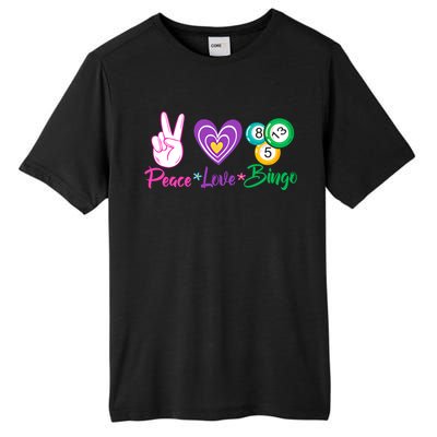 Peace Love Bingo Funny Lucky Bingo Gift Tall Fusion ChromaSoft Performance T-Shirt