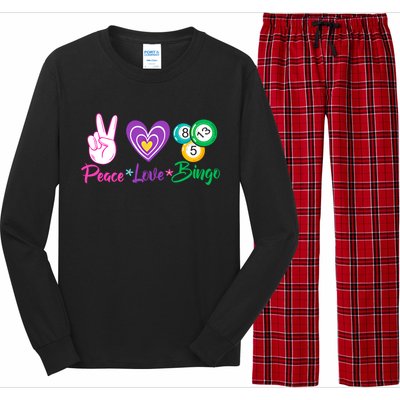 Peace Love Bingo Funny Lucky Bingo Gift Long Sleeve Pajama Set