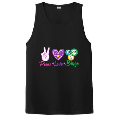 Peace Love Bingo Funny Lucky Bingo Gift PosiCharge Competitor Tank