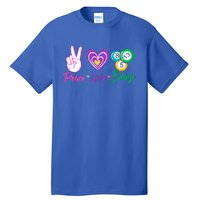 Peace Love Bingo Funny Lucky Bingo Gift Tall T-Shirt