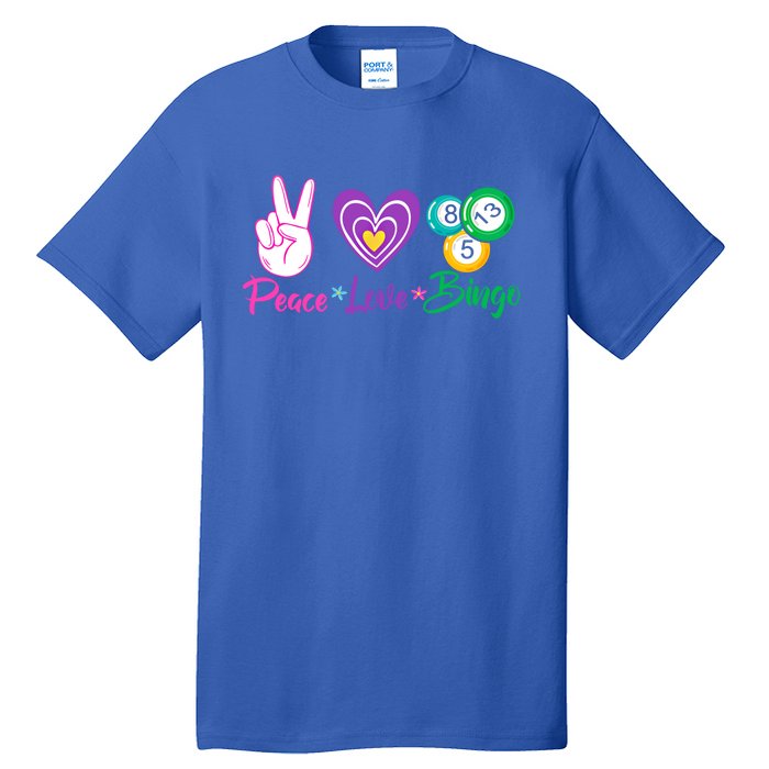 Peace Love Bingo Funny Lucky Bingo Gift Tall T-Shirt