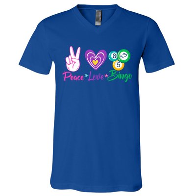 Peace Love Bingo Funny Lucky Bingo Gift V-Neck T-Shirt